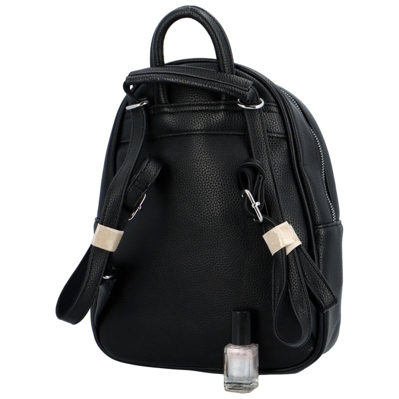 Dámský koženkový batoh s přední kapsou Iris, černý