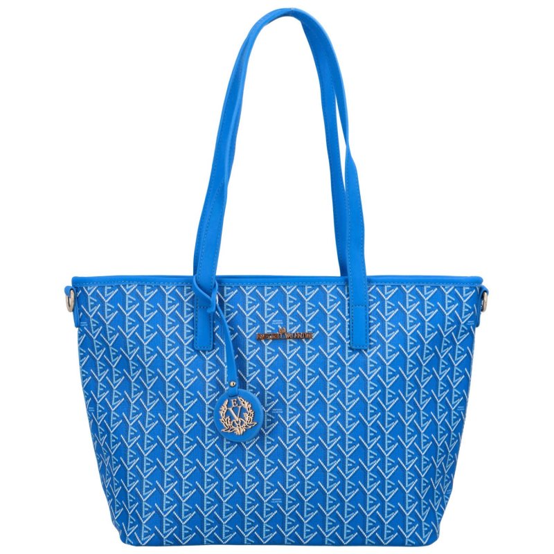 Výrazná dámská koženková kabelka přes rameno Poly, modrá