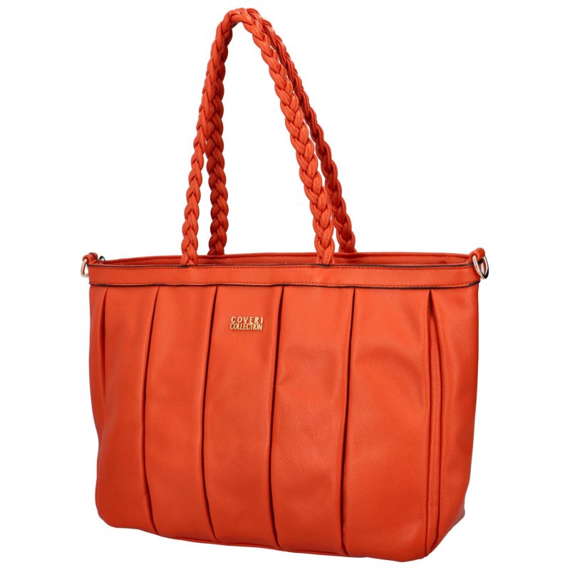 Dámská koženková kabelka přes rameno se stylovými záhyby Mila, oranžová