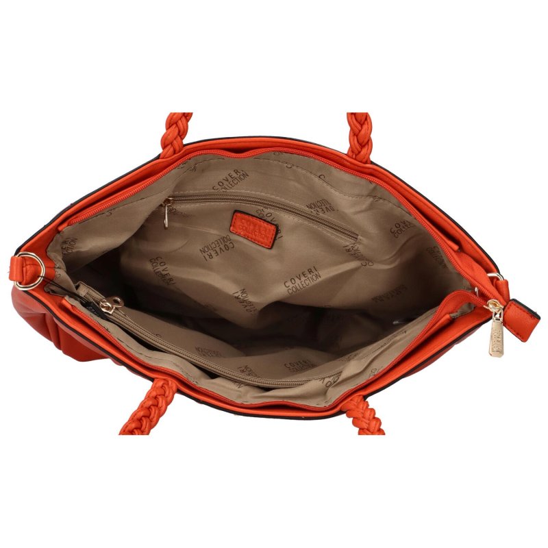 Dámská koženková kabelka přes rameno se stylovými záhyby Mila, oranžová