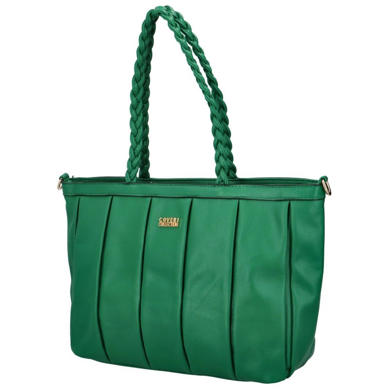 Dámská koženková kabelka přes rameno se stylovými záhyby Mila, zelená