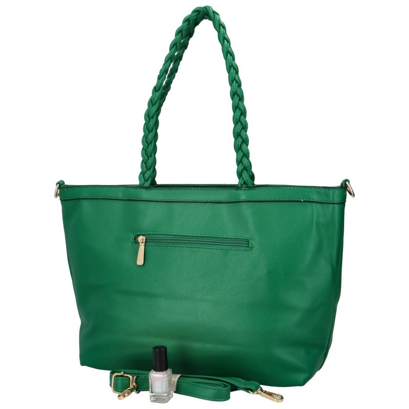 Dámská koženková kabelka přes rameno se stylovými záhyby Mila, zelená