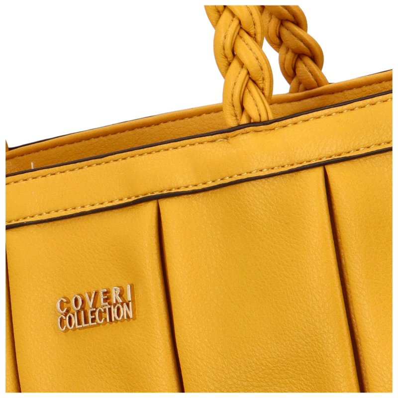 Dámská koženková kabelka přes rameno se stylovými záhyby Mila, žlutá