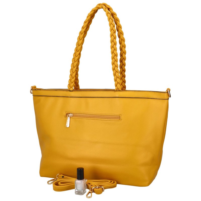 Dámská koženková kabelka přes rameno se stylovými záhyby Mila, žlutá