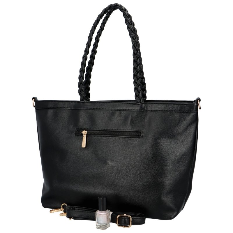Dámská koženková kabelka přes rameno se stylovými záhyby Mila, černá