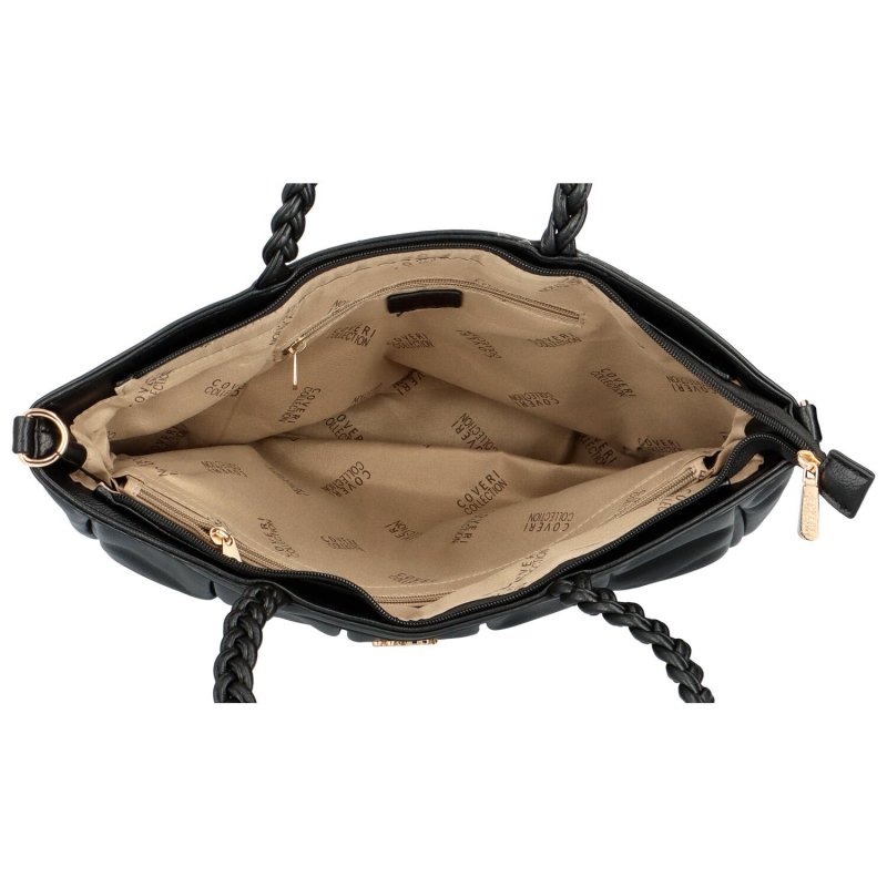 Dámská koženková kabelka přes rameno se stylovými záhyby Mila, černá