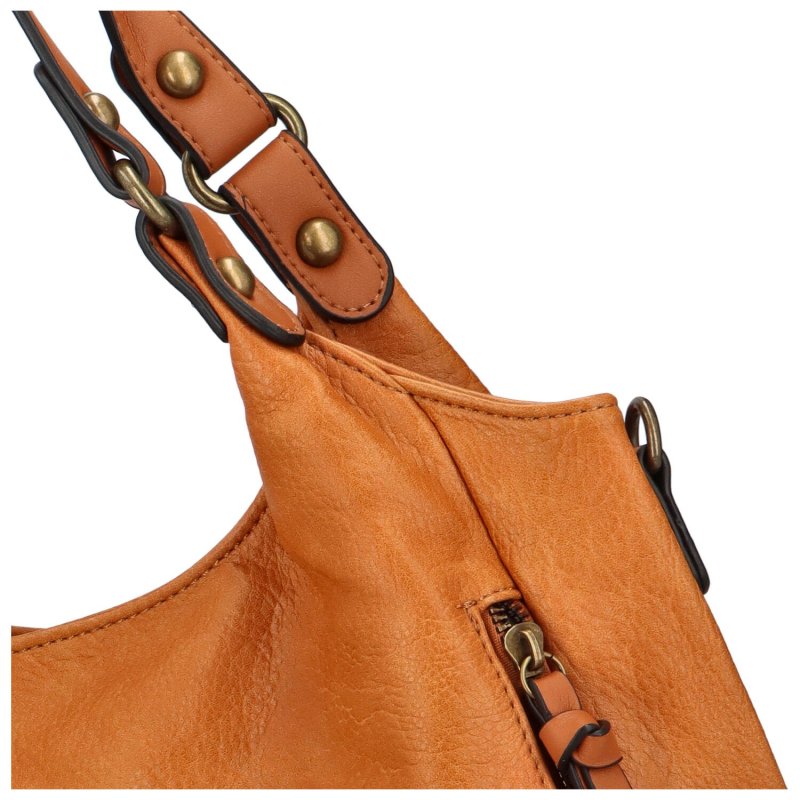 Praktická dámská koženková kabelka přes rameno Amaro, hnědá