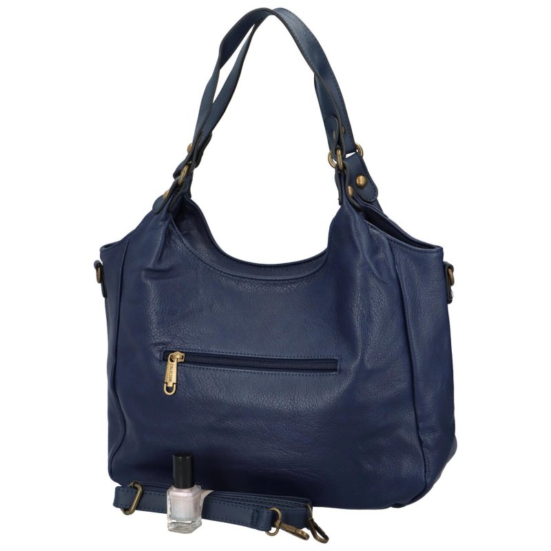 Praktická dámská koženková kabelka přes rameno Amaro, tmavě modrá
