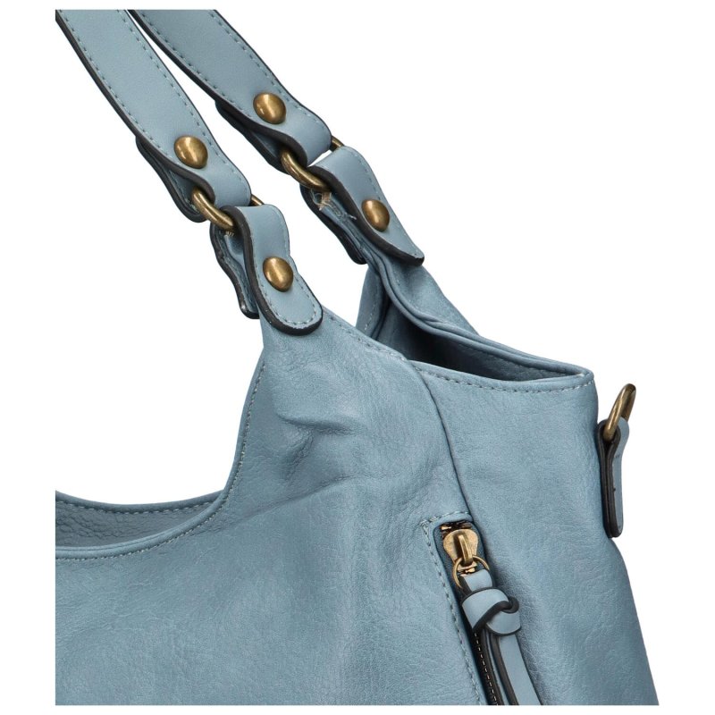 Praktická dámská koženková kabelka přes rameno Amaro, světle modrá