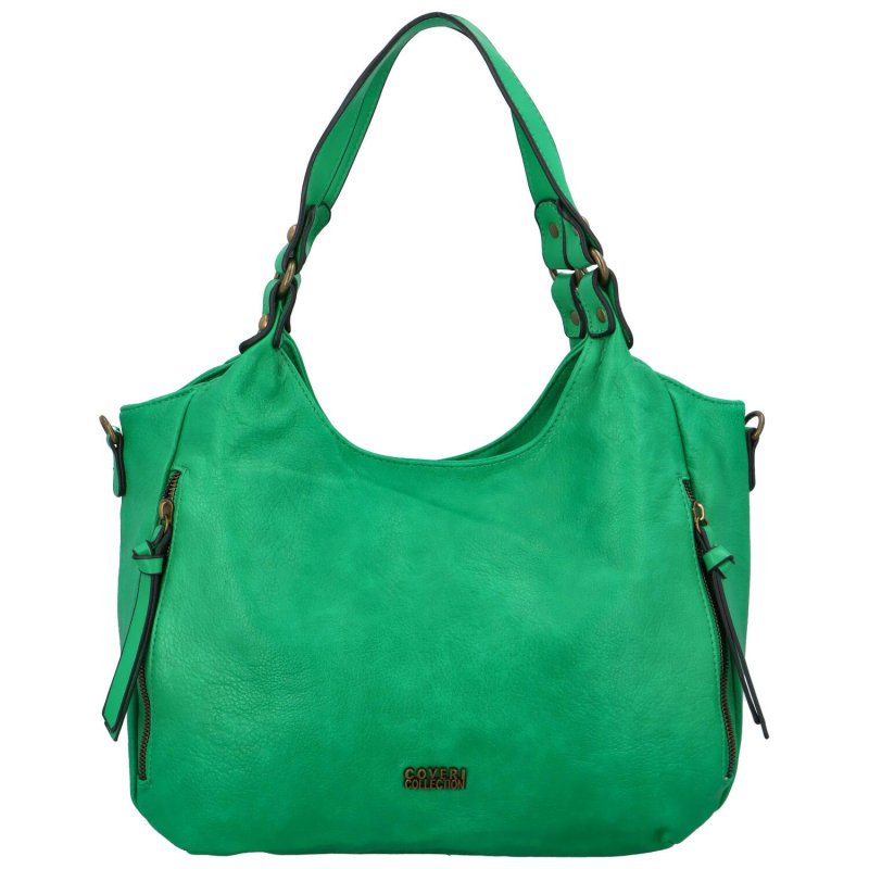 Praktická dámská koženková kabelka přes rameno Amaro, zelená