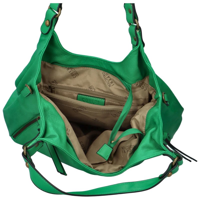 Praktická dámská koženková kabelka přes rameno Amaro, zelená