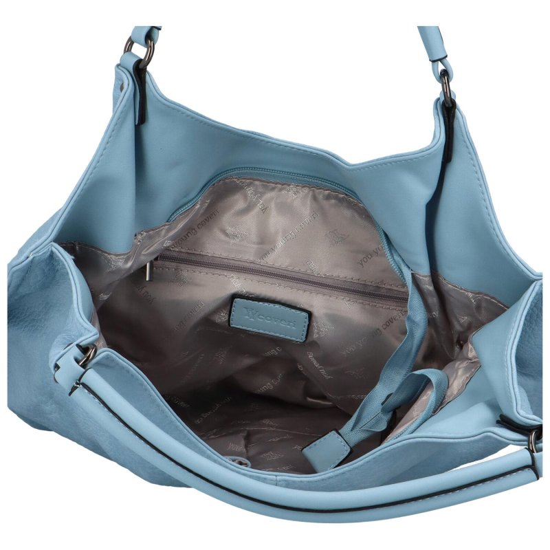 Trendová koženková kabelka přes rameno Fola, světle modrá