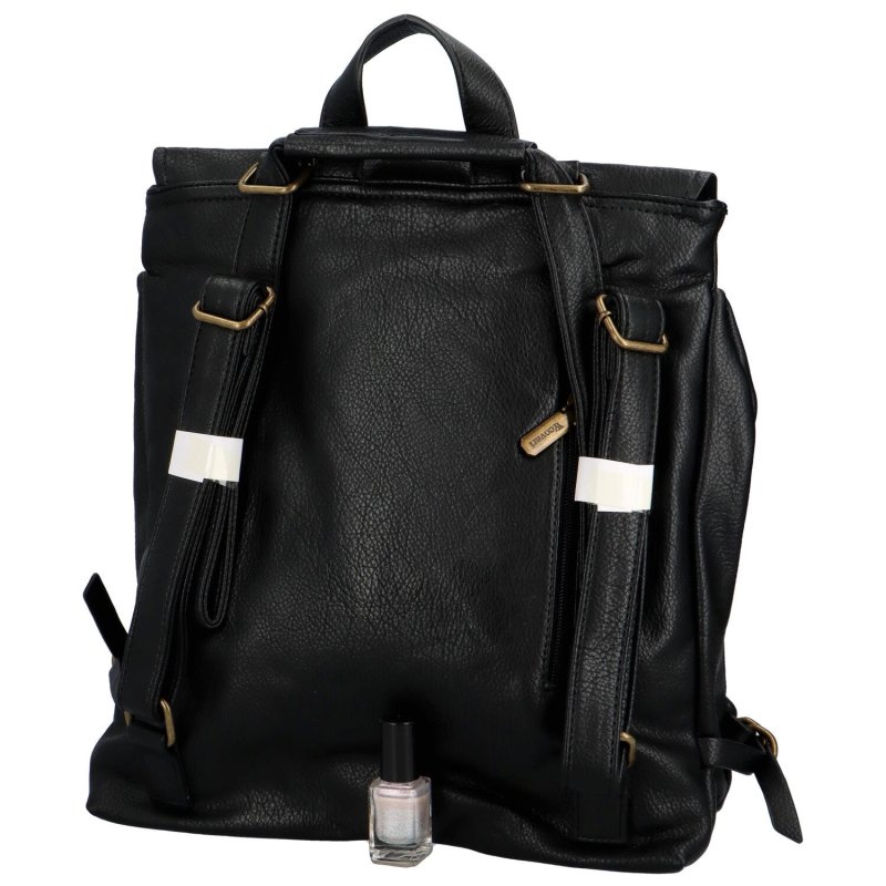 Jednoduchý dámský koženkový batoh Eduarde, černá