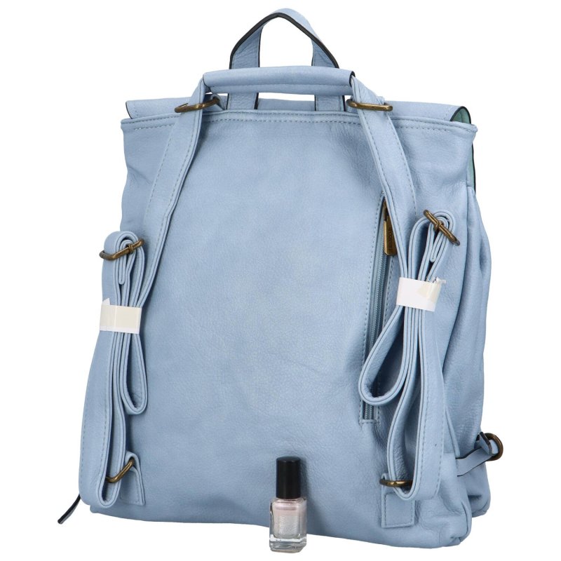 Jednoduchý dámský koženkový batoh Eduarde, světle modrá