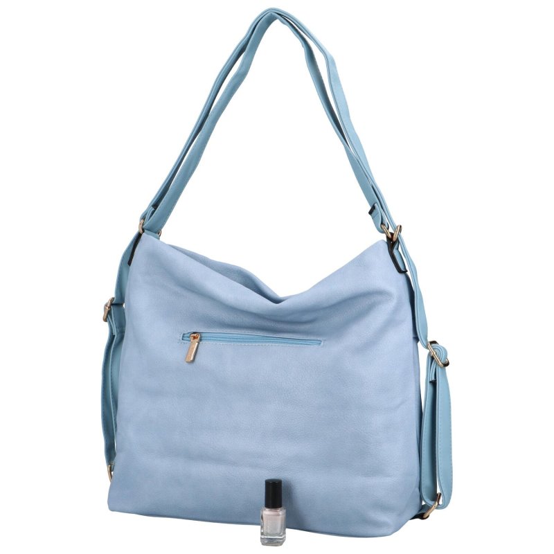 Praktická dámská koženková kabelka/batoh Lucía, světle modrá