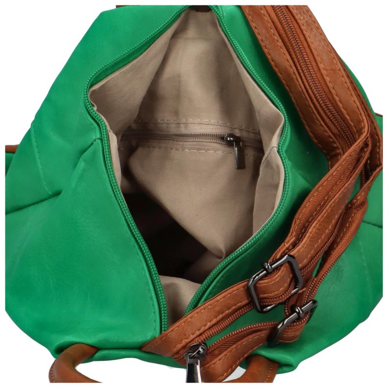 Pohodový dámský koženkový batůžek Vlako, zelená