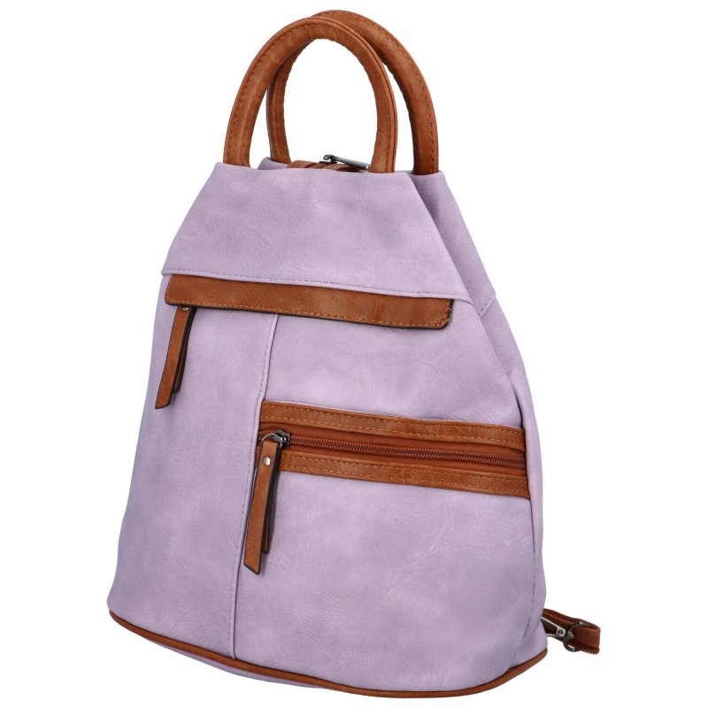 Pohodový dámský koženkový batůžek Vlako, fialová