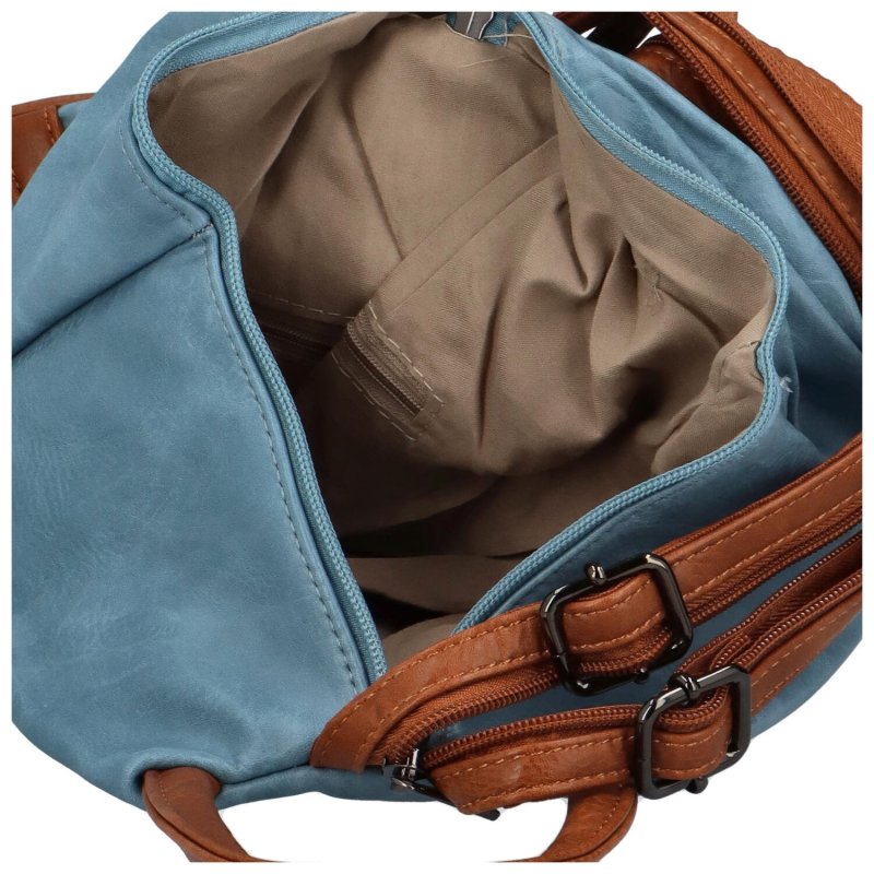 Dámský koženkový batůžek s asymetrickými kapsami Novala, světle modrá