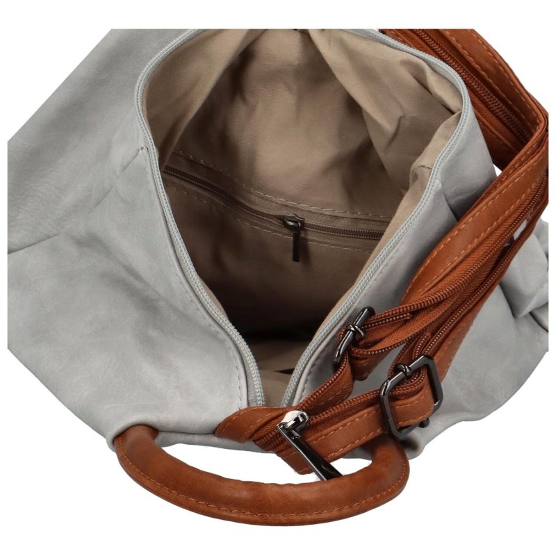 Dámský koženkový batůžek s asymetrickými kapsami Novala, šedá