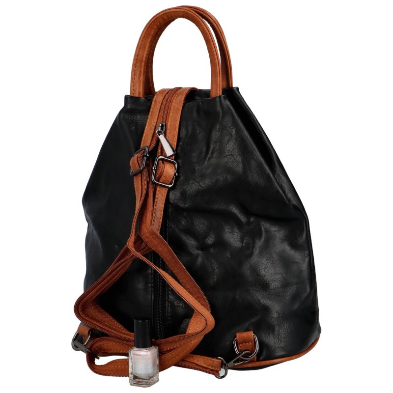 Dámský koženkový batůžek s asymetrickými kapsami Novala, černá
