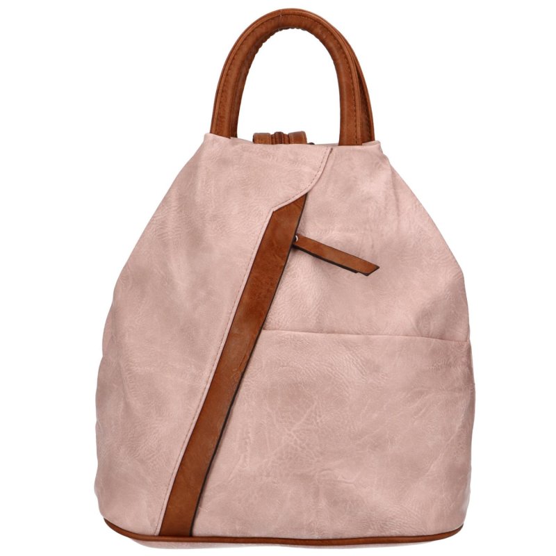 Dámský koženkový batůžek s asymetrickými kapsami Novala, růžová