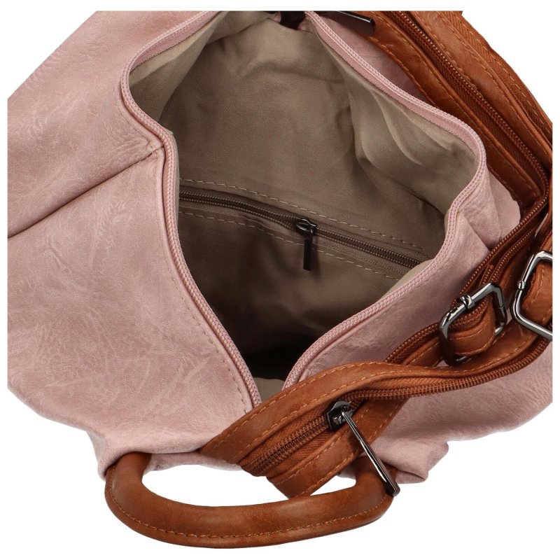 Dámský koženkový batůžek s asymetrickými kapsami Novala, růžová