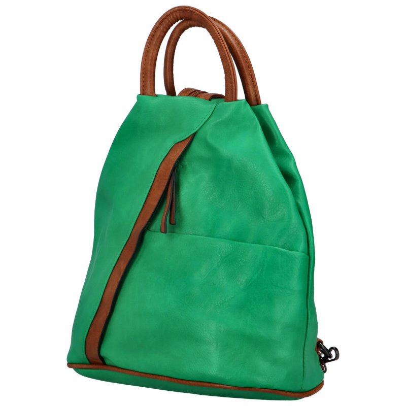 Dámský koženkový batůžek s asymetrickými kapsami Novala, zelená
