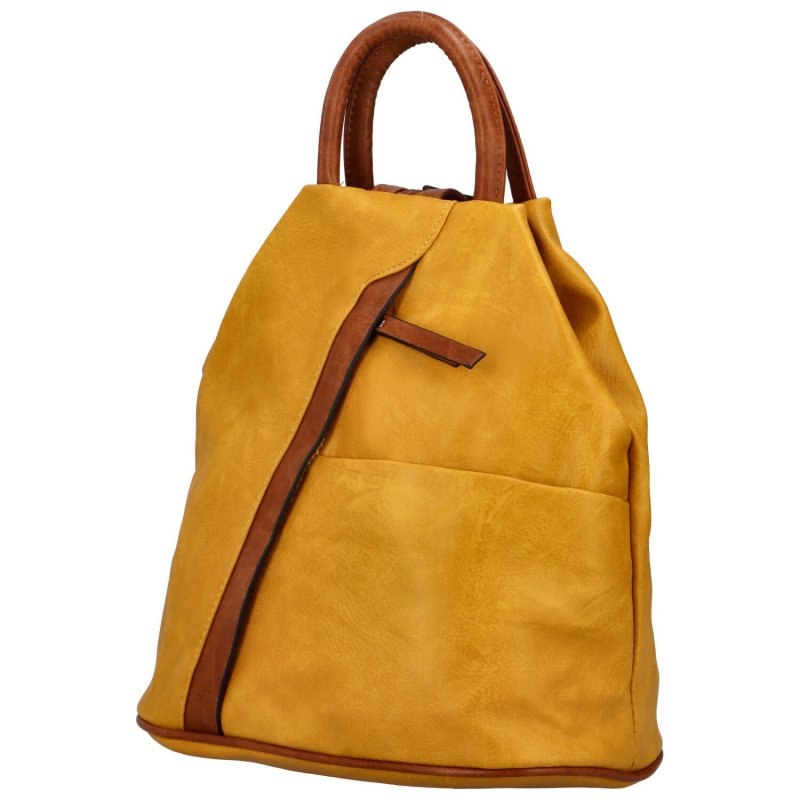 Dámský koženkový batůžek s asymetrickými kapsami Novala, žlutá
