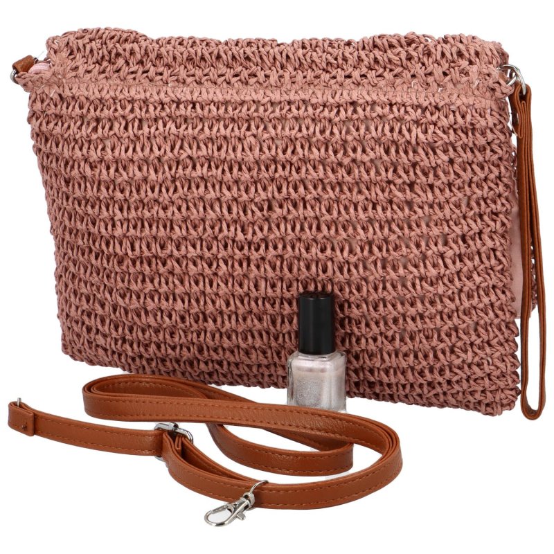 Měkká kabelka do ruky s pleteným vzorem Vivalo, růžová