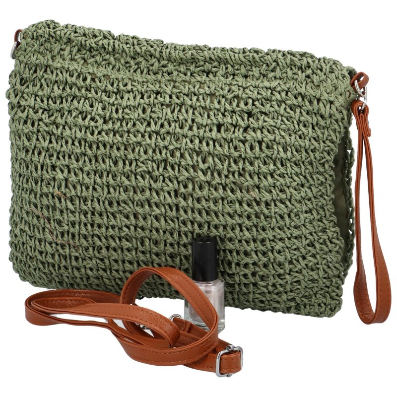 Měkká kabelka do ruky s pleteným vzorem Vivalo, zelená