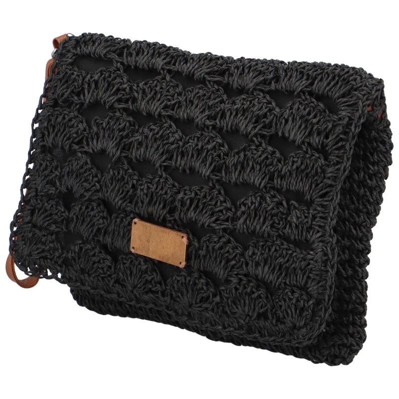 Měkká kabelka do ruky s pleteným vzorem Vivalo, černá
