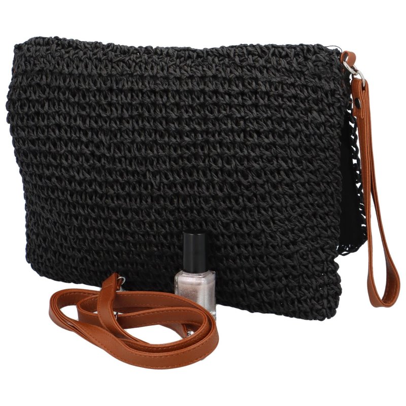 Měkká kabelka do ruky s pleteným vzorem Vivalo, černá