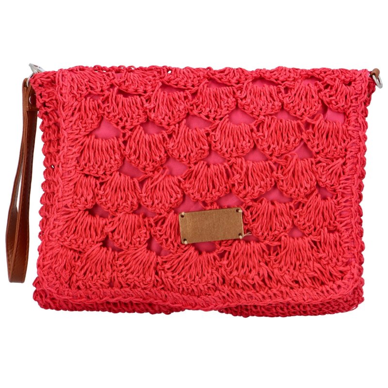 Měkká kabelka do ruky s pleteným vzorem Vivalo, jemná červená