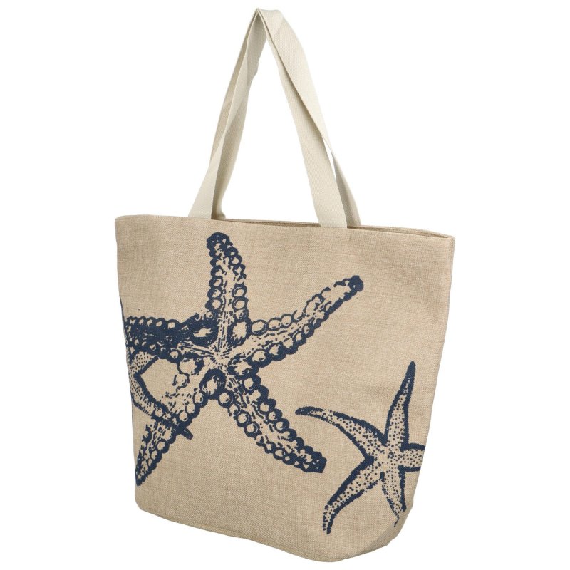 Plátěná velká plážová taška, hvězdice modrá