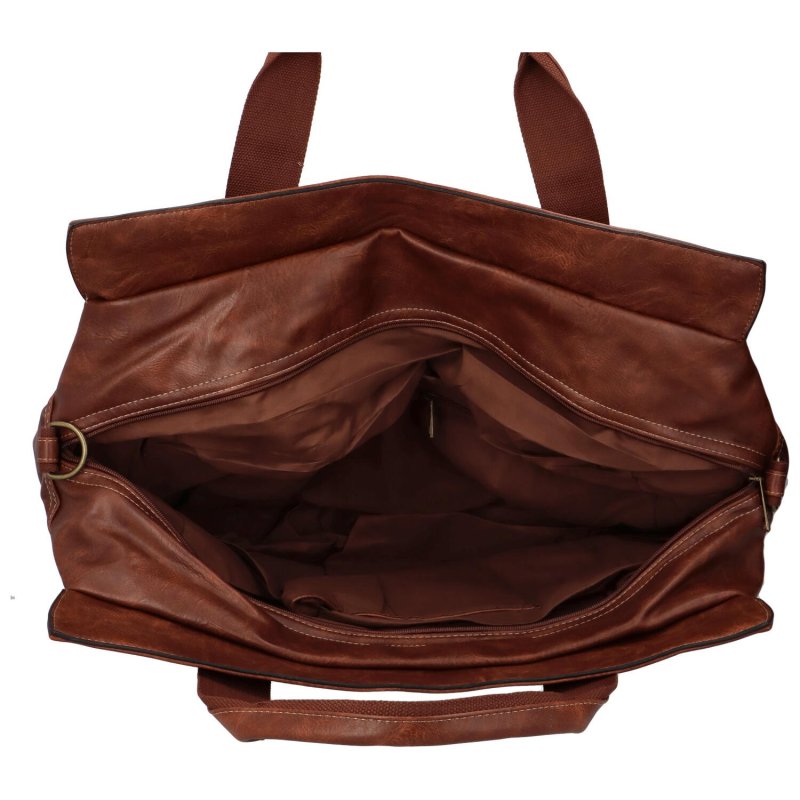 Prostorná pánská koženková cestovní taška Florence, tmavě hnědá