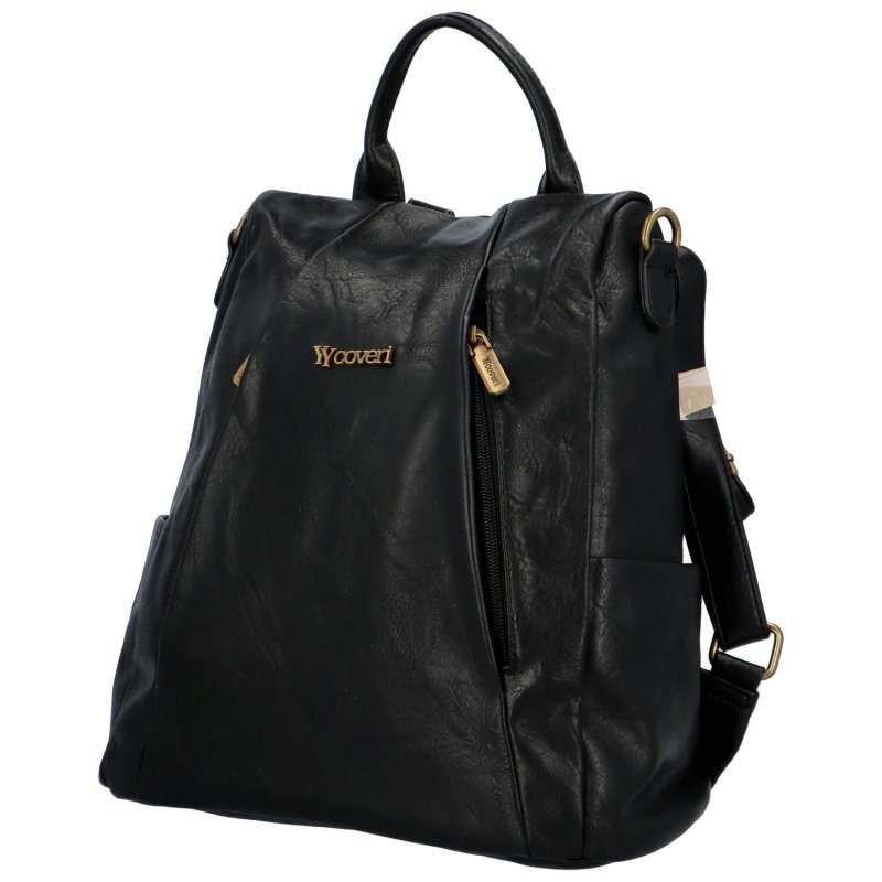 Módní koženkový kabelko/batoh Nicolas, černá
