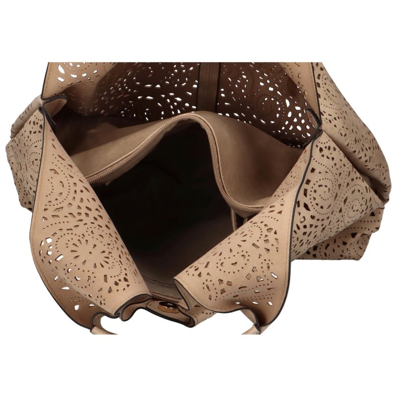 Nepřehlédnutelná dámská perforovaná koženková kabelka Briac, zemitá