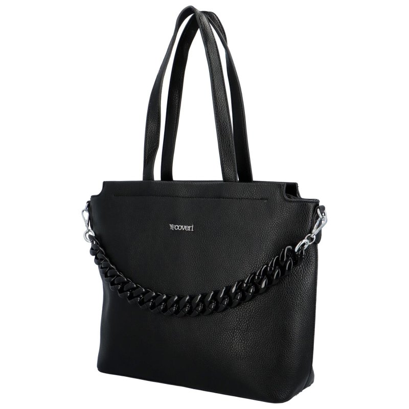 Módní dámská velká koženková taška Gatien, černá