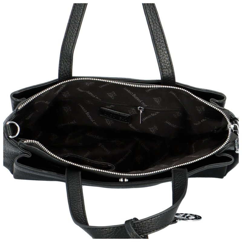 Velká a praktická dámská koženková taška Pierre, černá