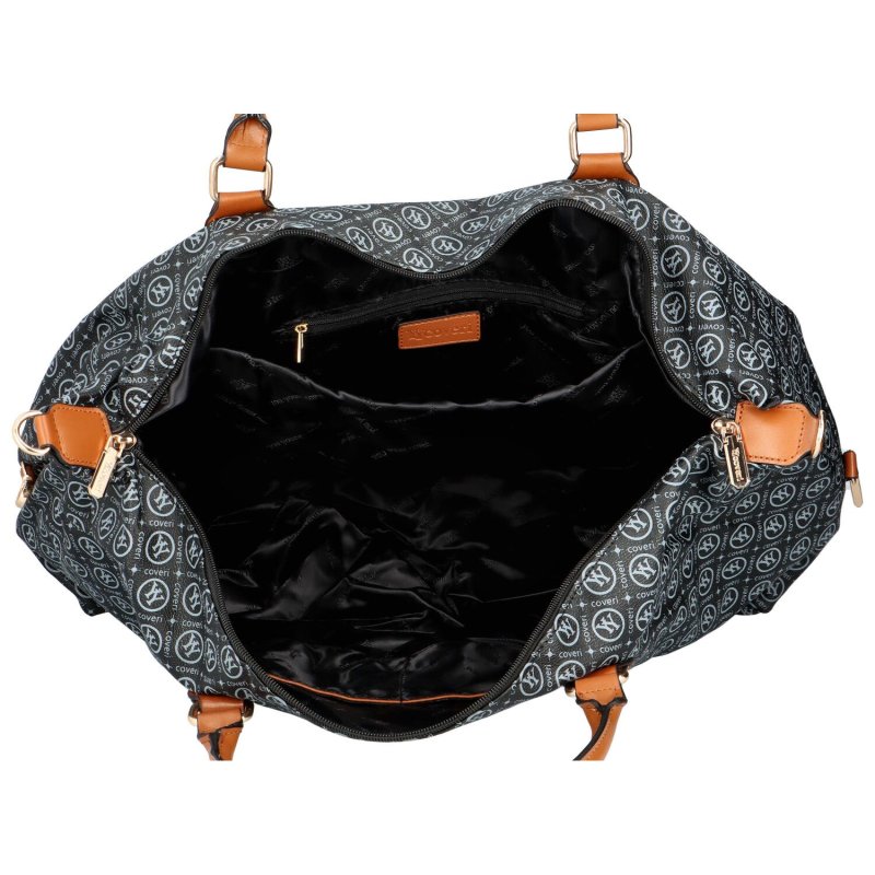 Velká a prostorná koženková cestovní taška Armand, černá