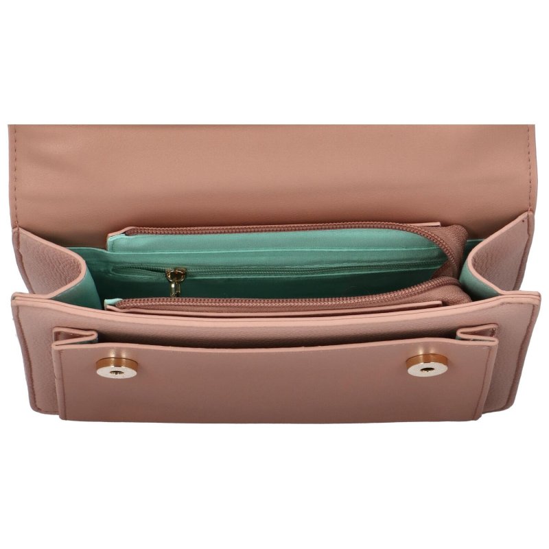 Elegantní dámská kabelka s kapsou na přední straně Elka, růžová