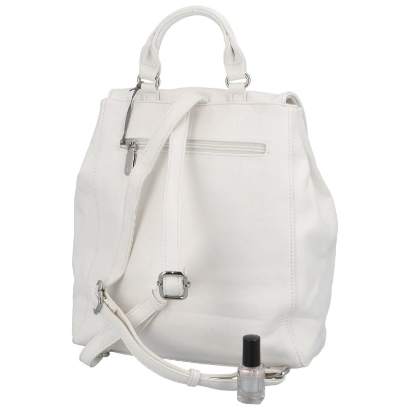 Městský dámský koženkový batoh s přední kapsou Ovida, bílá