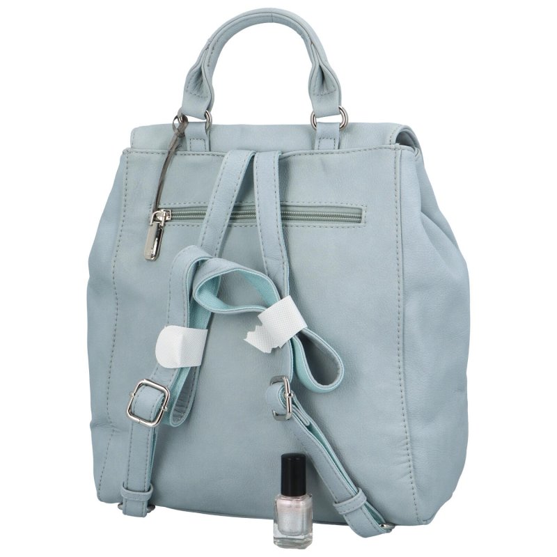 Městský dámský koženkový batoh s přední kapsou Ovida, světle modrá