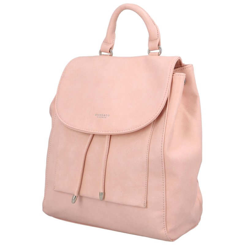 Městský dámský koženkový batoh s přední kapsou Ovida, růžová