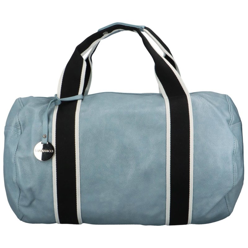 Trendová koženková cestovní taška Alebom, světle modrá