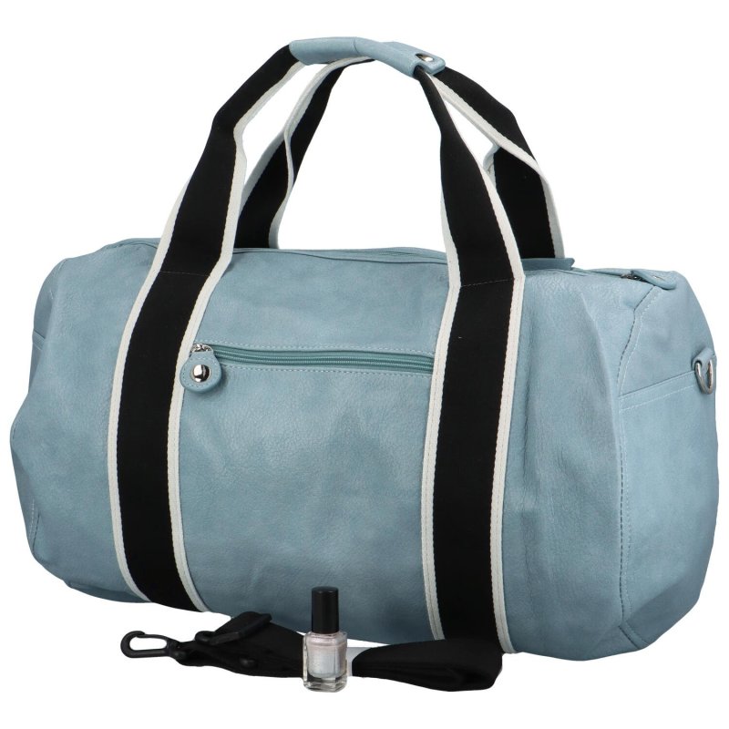 Trendová koženková cestovní taška Alebom, světle modrá