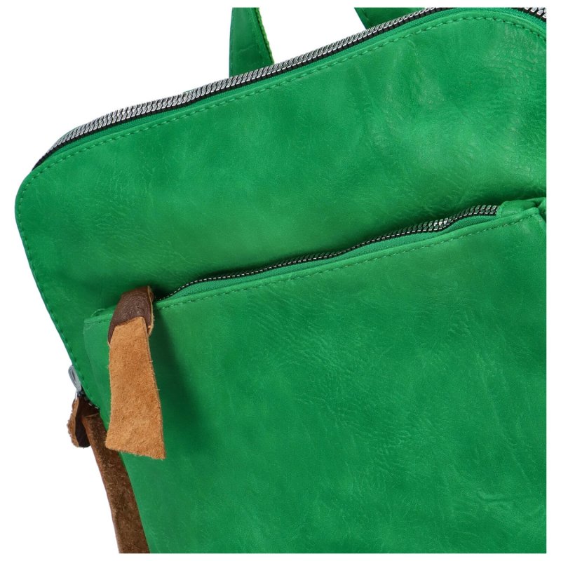 Městský koženkový batoh City Elma, výrazná zelená