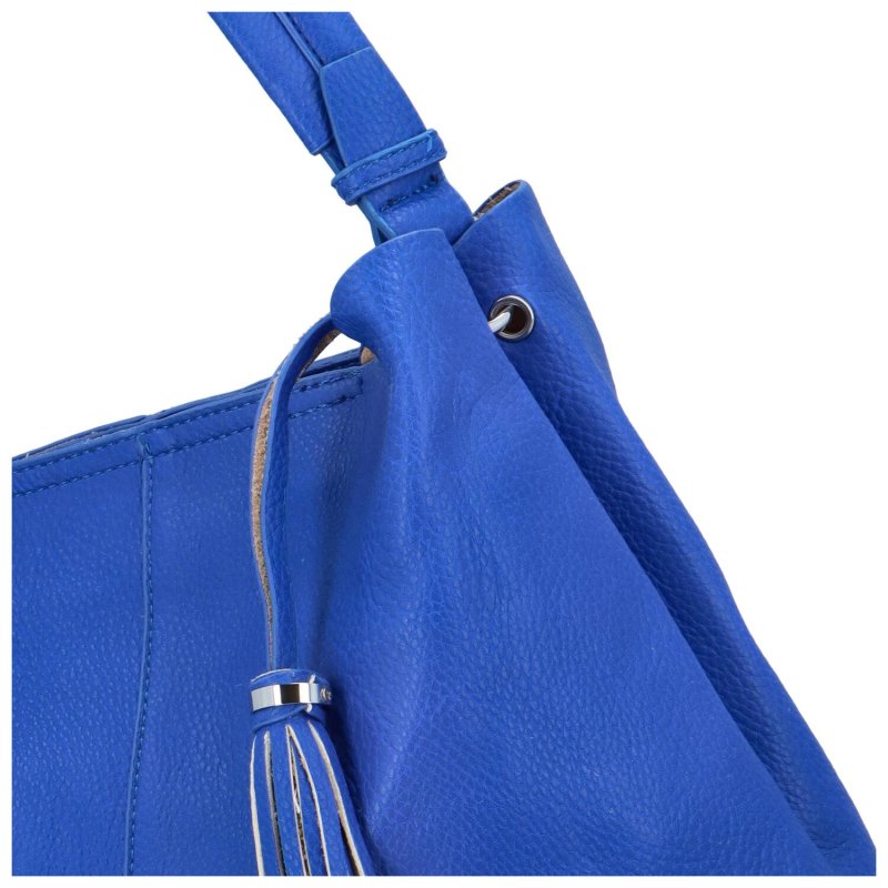 Nadčasová koženková kabelka přes rameno Merida, královská modrá
