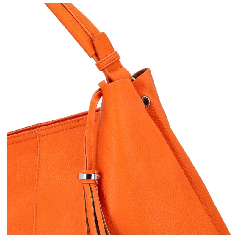 Nadčasová koženková kabelka přes rameno Merida, oranžová