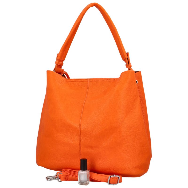 Nadčasová koženková kabelka přes rameno Merida, oranžová
